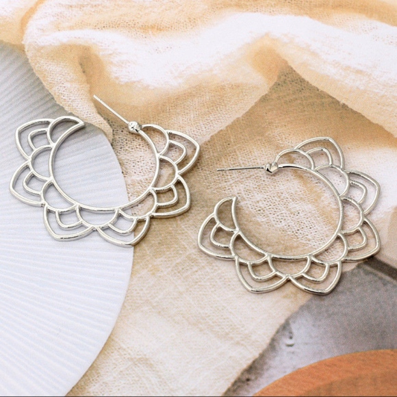 'Awakening' Gypsy Spiral Flower Silver Earrings - Picture 3 of 5